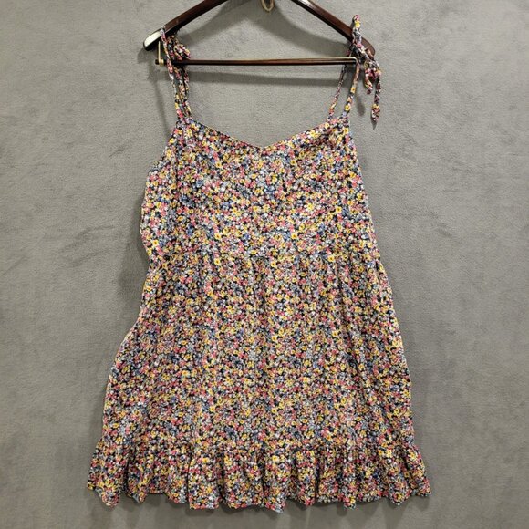 Old Navy Midi Sundress Women's Size XXL Floral Ruffle Cami Cottage Boho Pockets - Picture 1 of 7